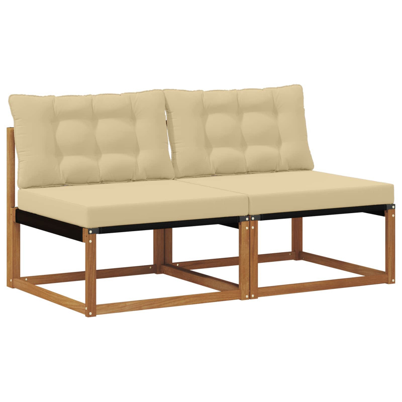 2 Sztuka Środkowa sofa ogrodowa Lite Drewno Akacji Naturalny