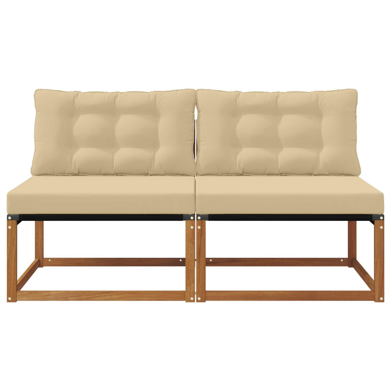 2 Sztuka Środkowa sofa ogrodowa Lite Drewno Akacji Naturalny