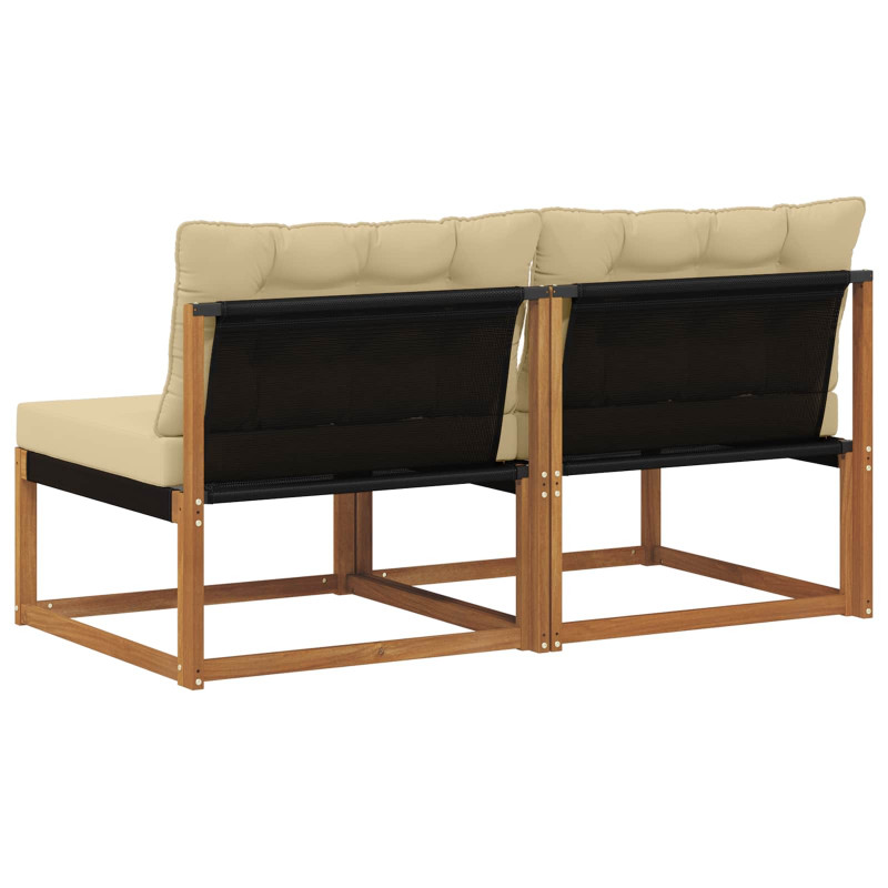 2 Sztuka Środkowa sofa ogrodowa Lite Drewno Akacji Naturalny