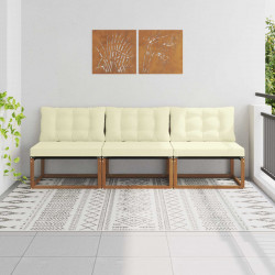3 Sztuka Środkowa sofa ogrodowa Lite Drewno Akacji Naturalny