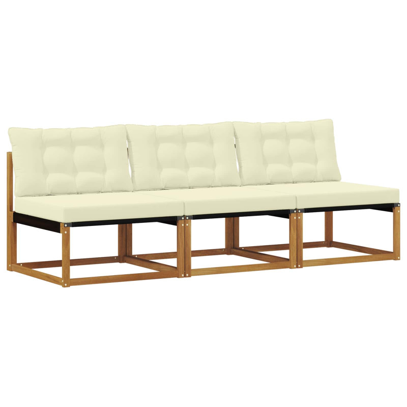 3 Sztuka Środkowa sofa ogrodowa Lite Drewno Akacji Naturalny