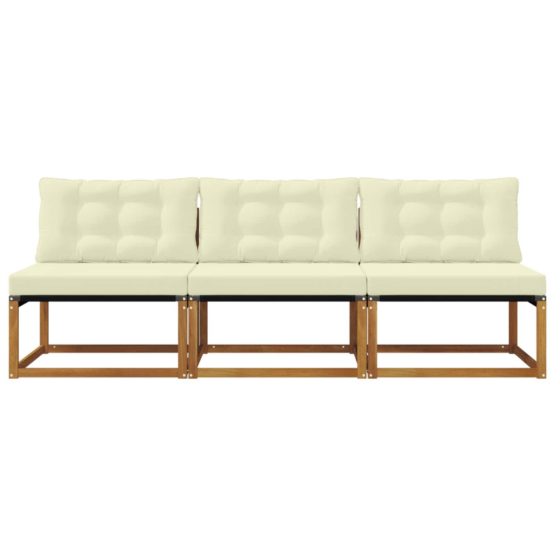 3 Sztuka Środkowa sofa ogrodowa Lite Drewno Akacji Naturalny