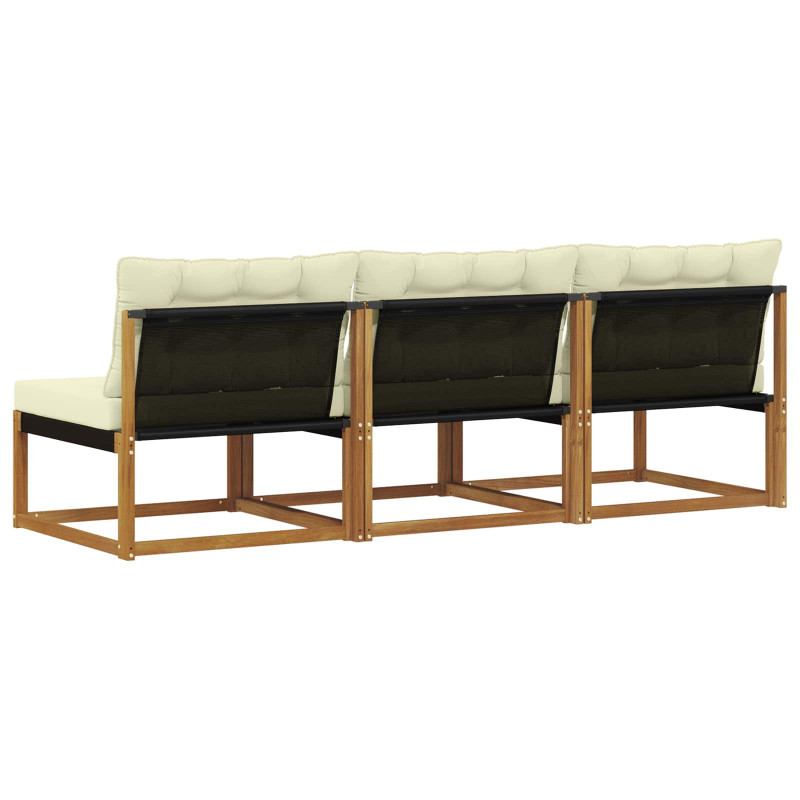 3 Sztuka Środkowa sofa ogrodowa Lite Drewno Akacji Naturalny