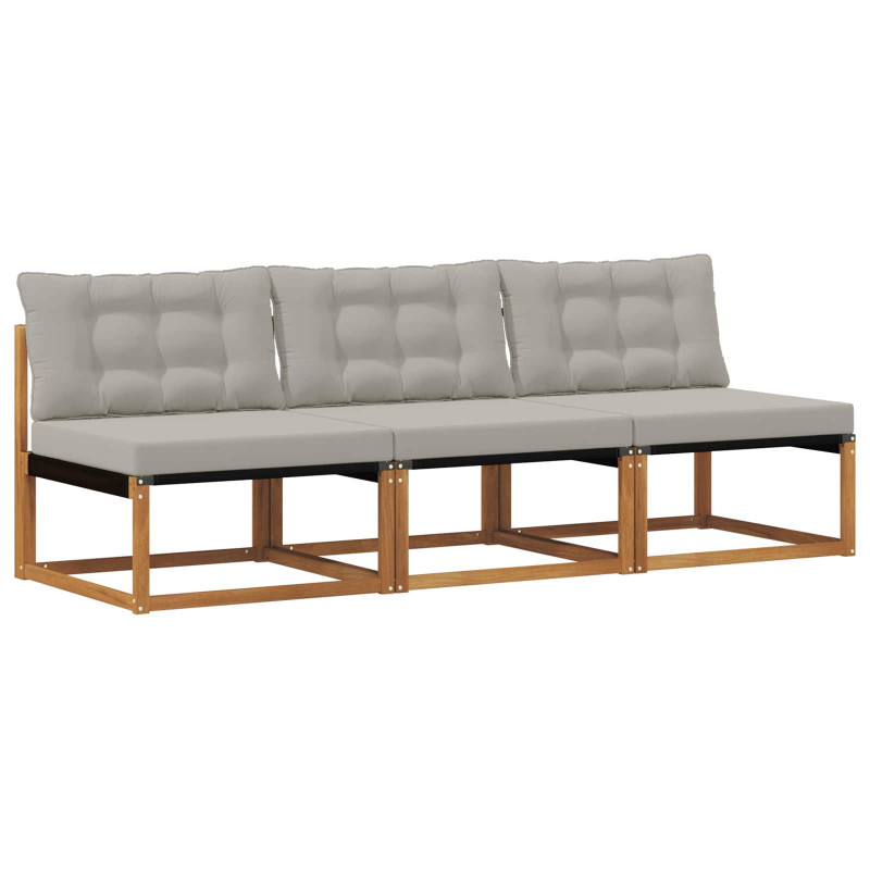 3 Sztuka Środkowa sofa ogrodowa Lite Drewno Akacji Naturalny