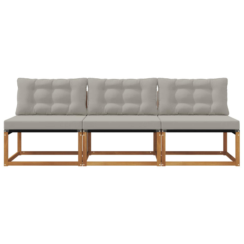 3 Sztuka Środkowa sofa ogrodowa Lite Drewno Akacji Naturalny