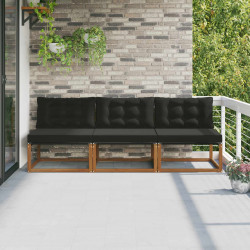 3 Sztuka Środkowa sofa ogrodowa Lite Drewno Akacji Naturalny