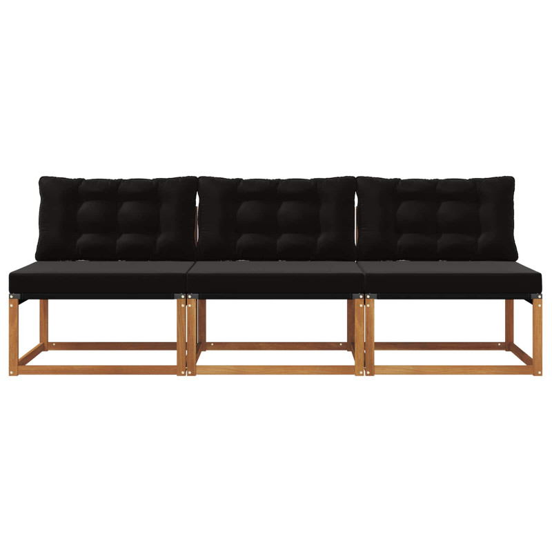 3 Sztuka Środkowa sofa ogrodowa Lite Drewno Akacji Naturalny