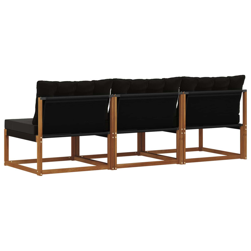 3 Sztuka Środkowa sofa ogrodowa Lite Drewno Akacji Naturalny