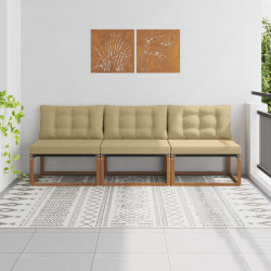 3 Sztuka Środkowa sofa ogrodowa Lite Drewno Akacji Naturalny