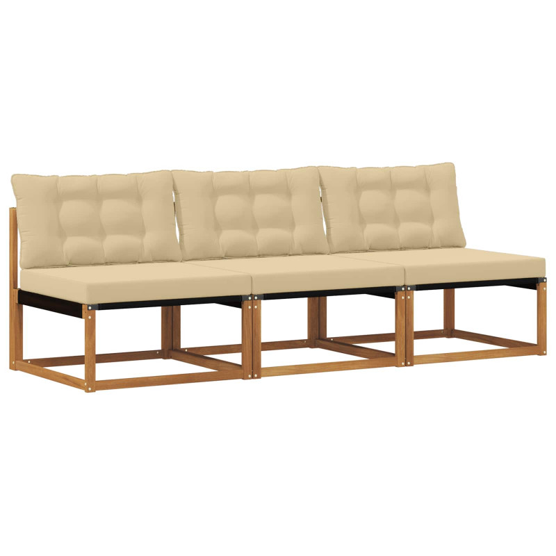 3 Sztuka Środkowa sofa ogrodowa Lite Drewno Akacji Naturalny