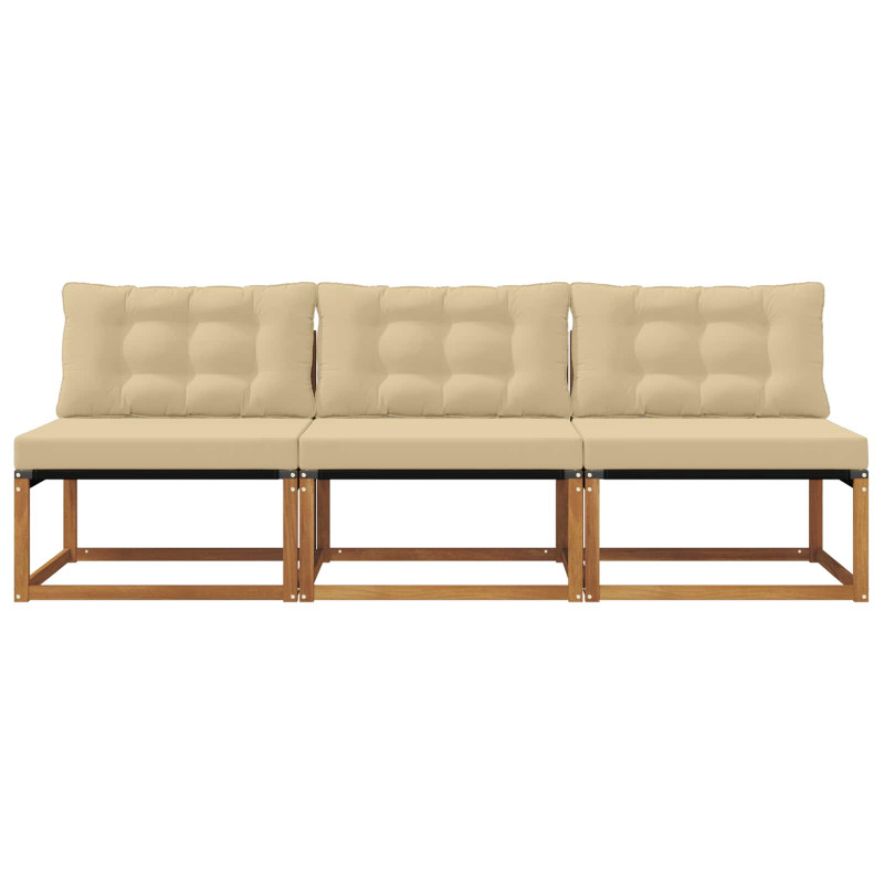 3 Sztuka Środkowa sofa ogrodowa Lite Drewno Akacji Naturalny