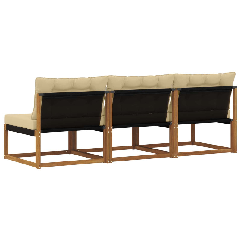 3 Sztuka Środkowa sofa ogrodowa Lite Drewno Akacji Naturalny