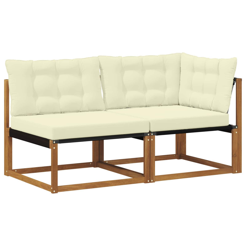 Sofa środkowa i narożna 2 Sztuka Naturalny Lite Drewno Akacji