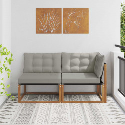 Modułowa sofa na zewnątrz 2 Sztuka Naturalny Lite Drewno Akacji