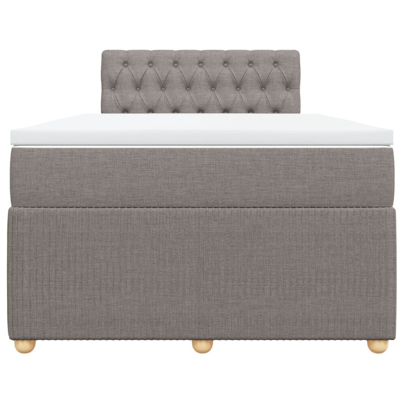 Łóżko kontynentalne z materacem, taupe, tkanina, 120x200 cm