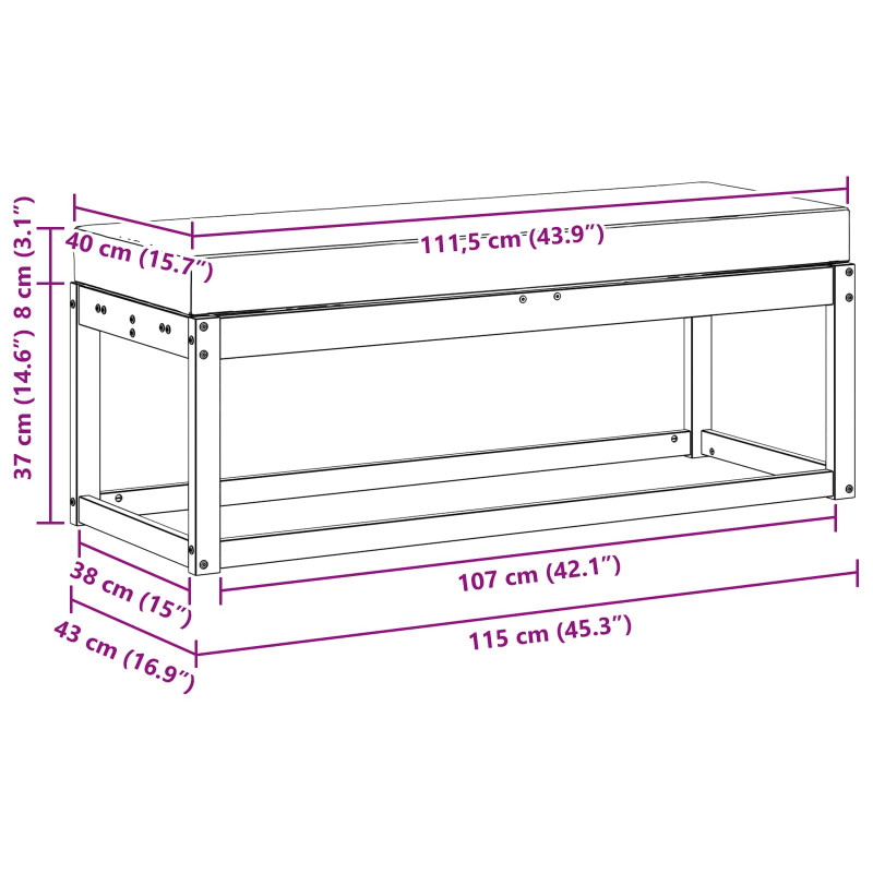 Stoolbench na zewnątrz Naturalny i Kremowy 115 x 43 x 45 cm