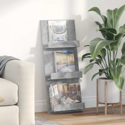 Regał na gazety z półką Betonowy szary 43 x 11 x 102 cm