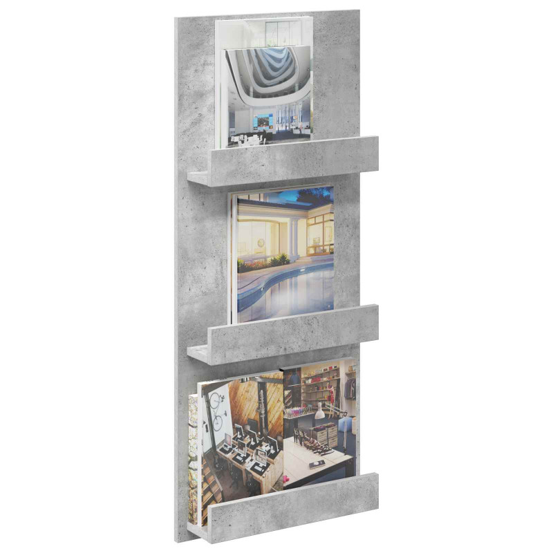 Regał na gazety z półką Betonowy szary 43 x 11 x 102 cm