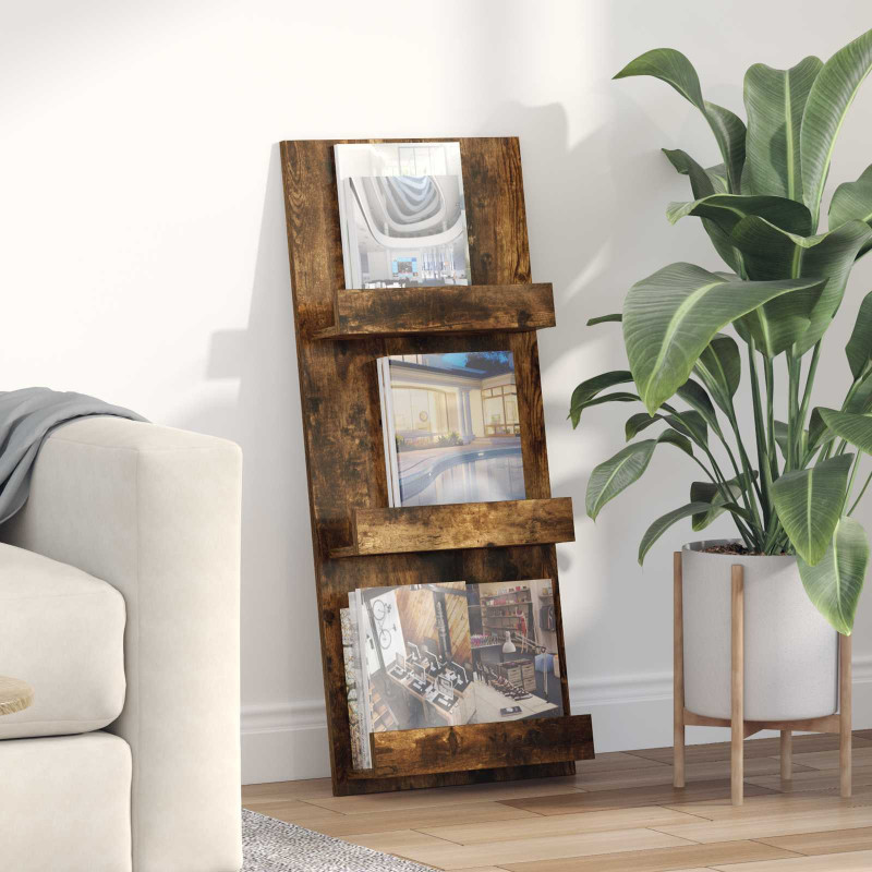Regał na gazety z półką Dąb wędzony 43 x 11 x 102 cm