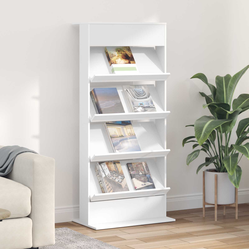 Regał na gazety Biały 70 x 41 x 156 cm Materiał drewnopochodny
