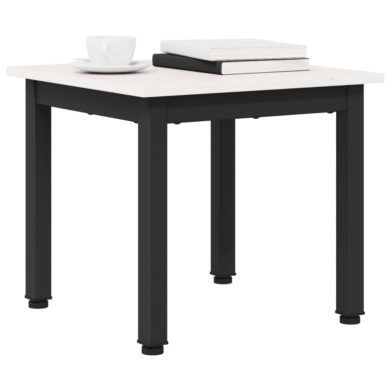 Stolik kawowy Biały 40 x 40 x 36 cm Lite drewno sosnowe