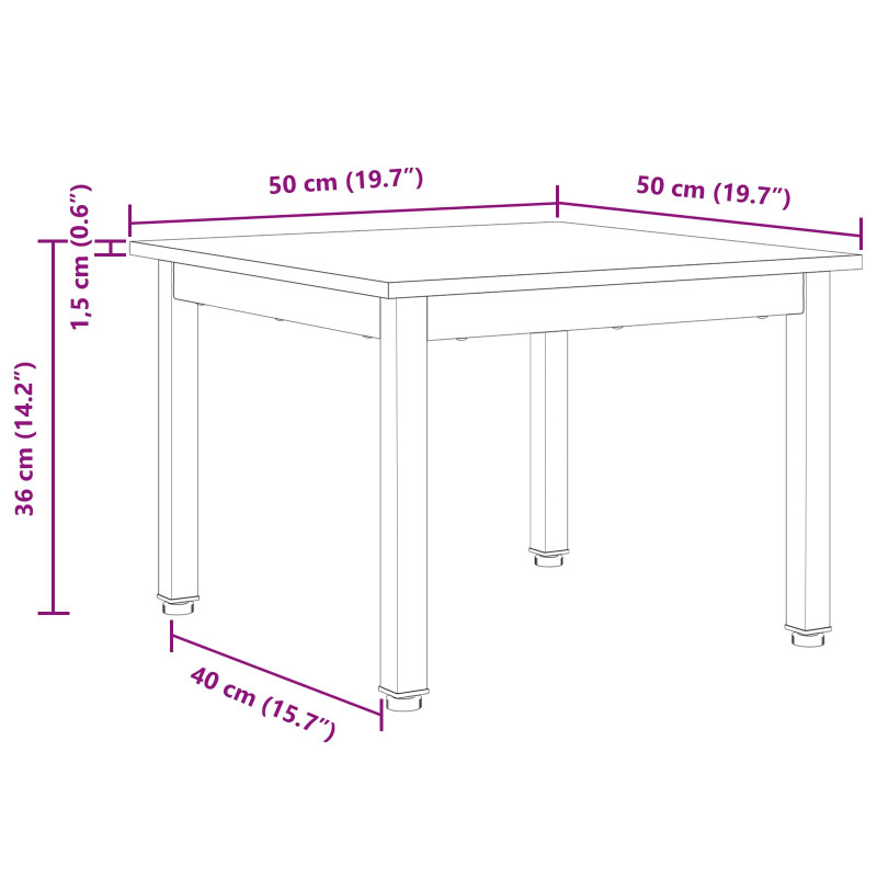 Stolik kawowy Biały 50 x 50 x 36 cm Lite drewno sosnowe