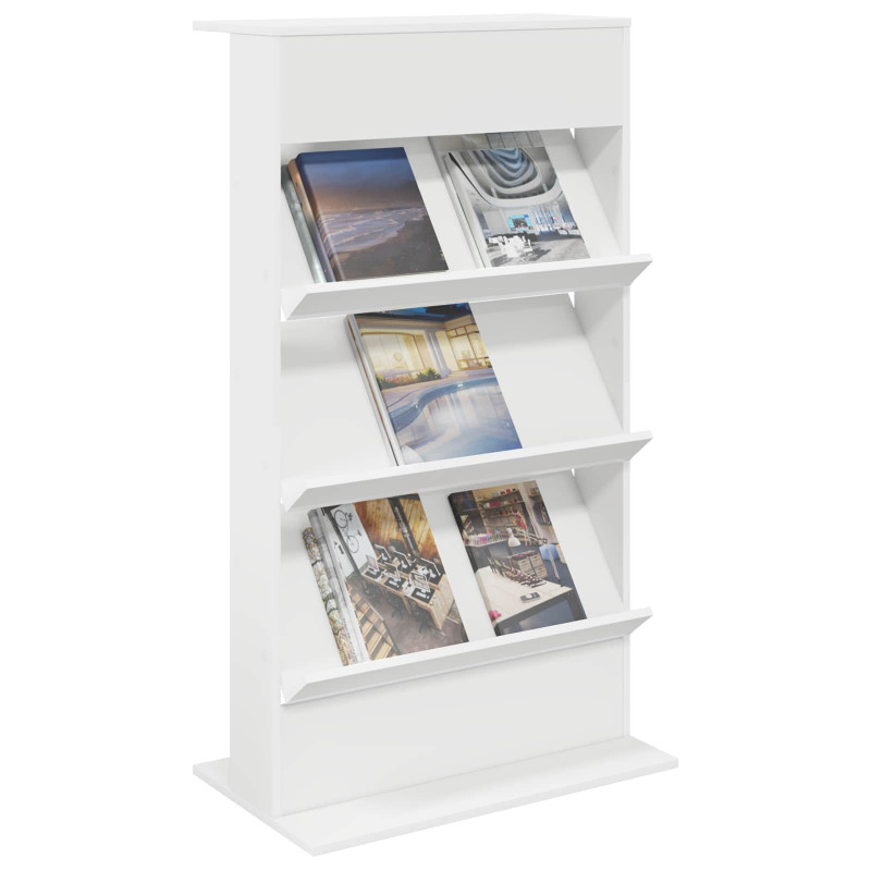 Regał na gazety Biały 70 x 41 x 126 cm Materiał drewnopochodny