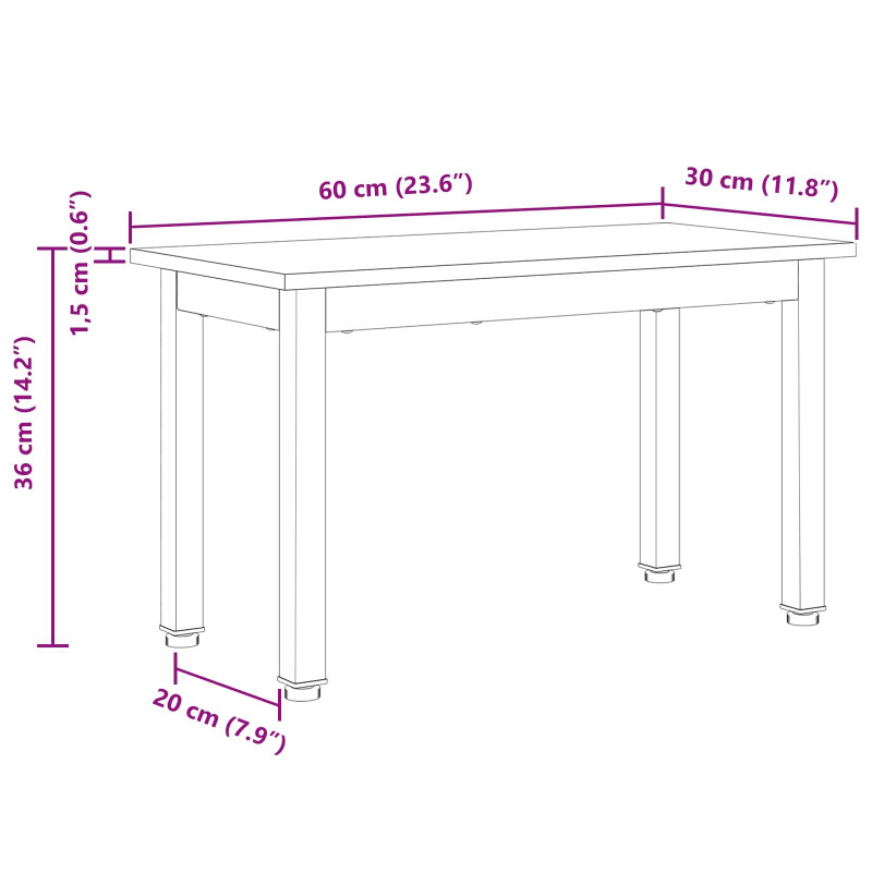 Stolik kawowy Biały 60 x 30 x 36 cm Lite drewno sosnowe