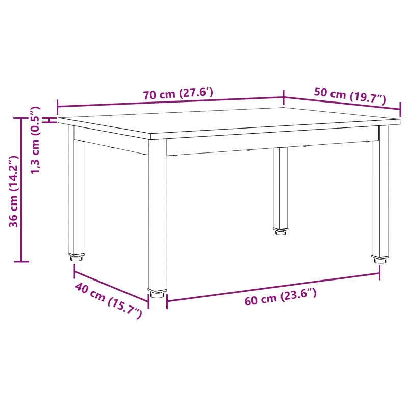 Stolik kawowy Naturalny 60 x 50 x 36 cm Lite drewno sosnowe