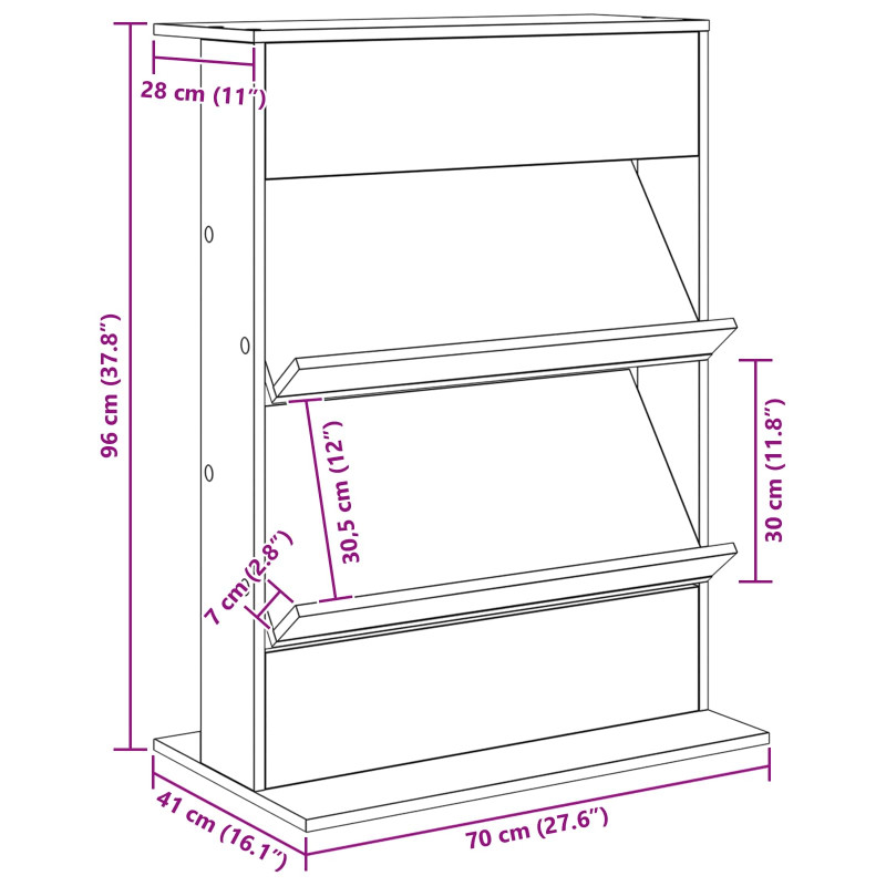 Regał na gazety Biały 70 x 41 x 96 cm Materiał drewnopochodny
