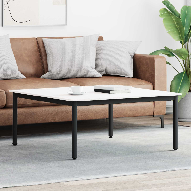 Stolik kawowy Biały 100 x 100 x 45 cm Lite drewno sosnowe