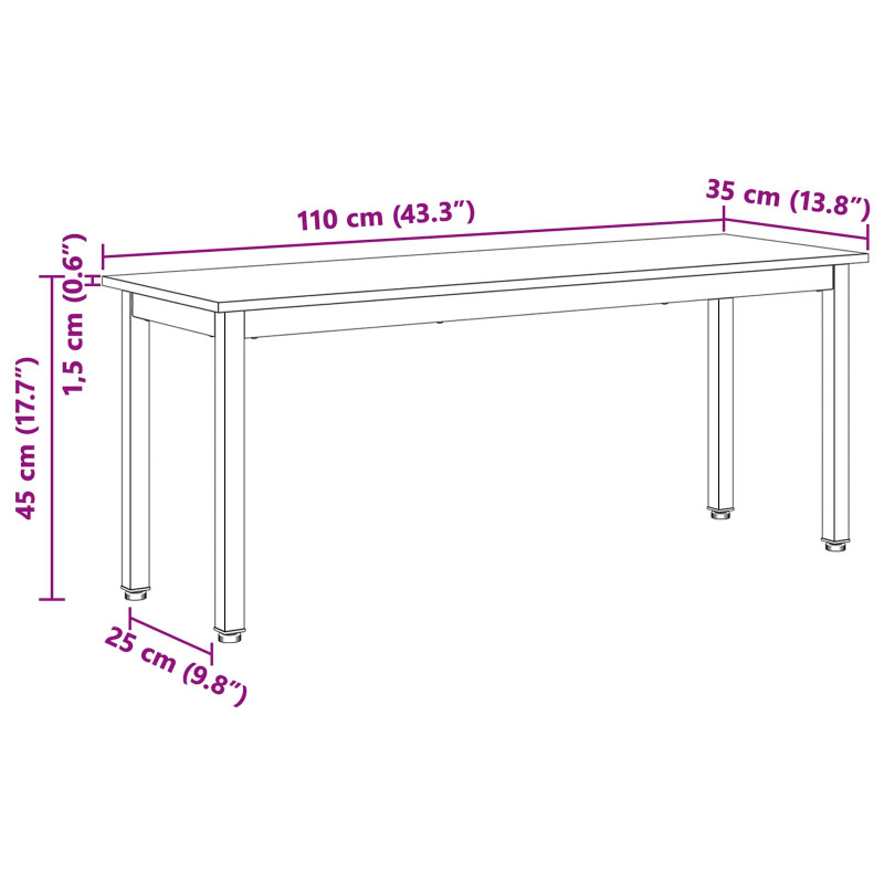 ławka Naturalny 110 x 35 x 45 cm Lite drewno sosnowe