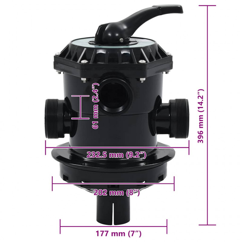 Zawór wielodrożny do filtra piaskowego ABS, 1,5" 6-kierunkowy
