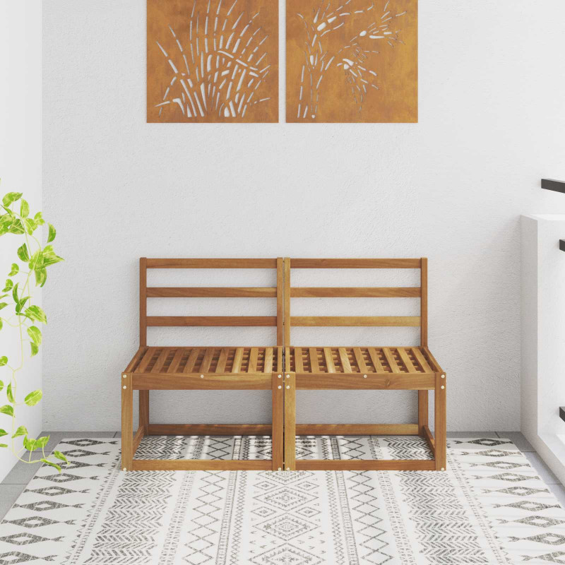 2 Sztuka Środkowa sofa ogrodowa Lite Drewno Akacji Naturalny
