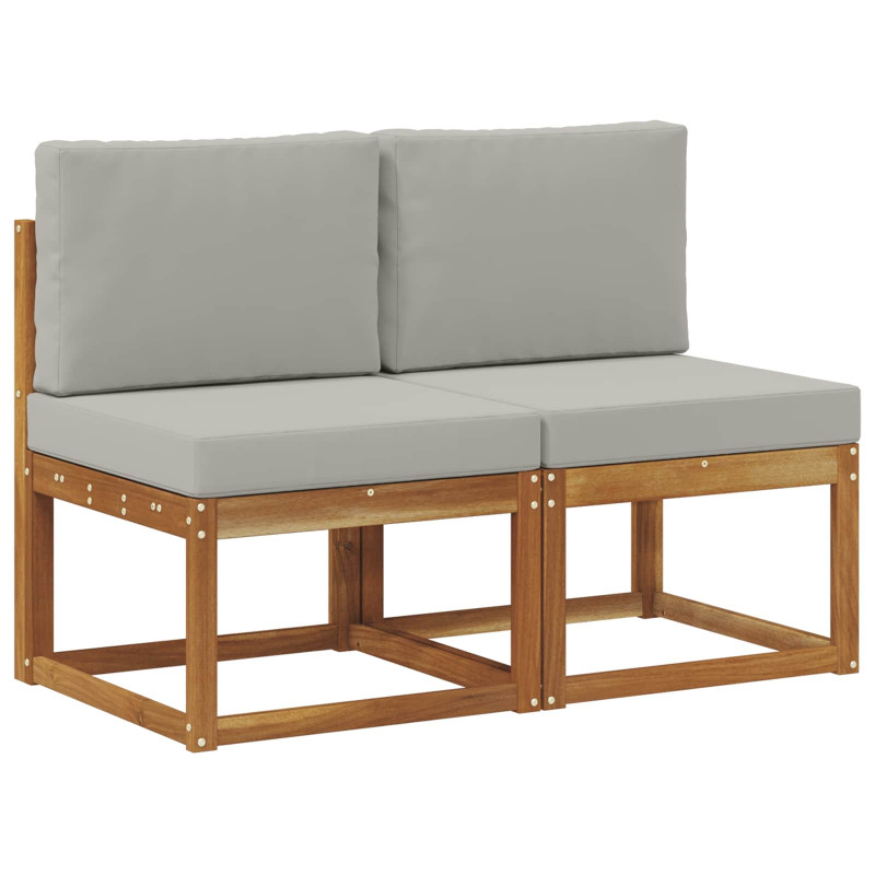 2 Sztuka Środkowa sofa ogrodowa Lite Drewno Akacji Naturalny