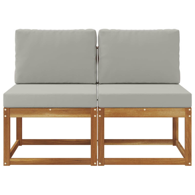 2 Sztuka Środkowa sofa ogrodowa Lite Drewno Akacji Naturalny