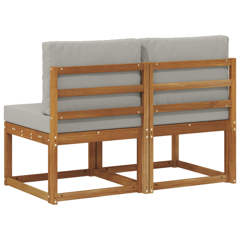 2 Sztuka Środkowa sofa ogrodowa Lite Drewno Akacji Naturalny