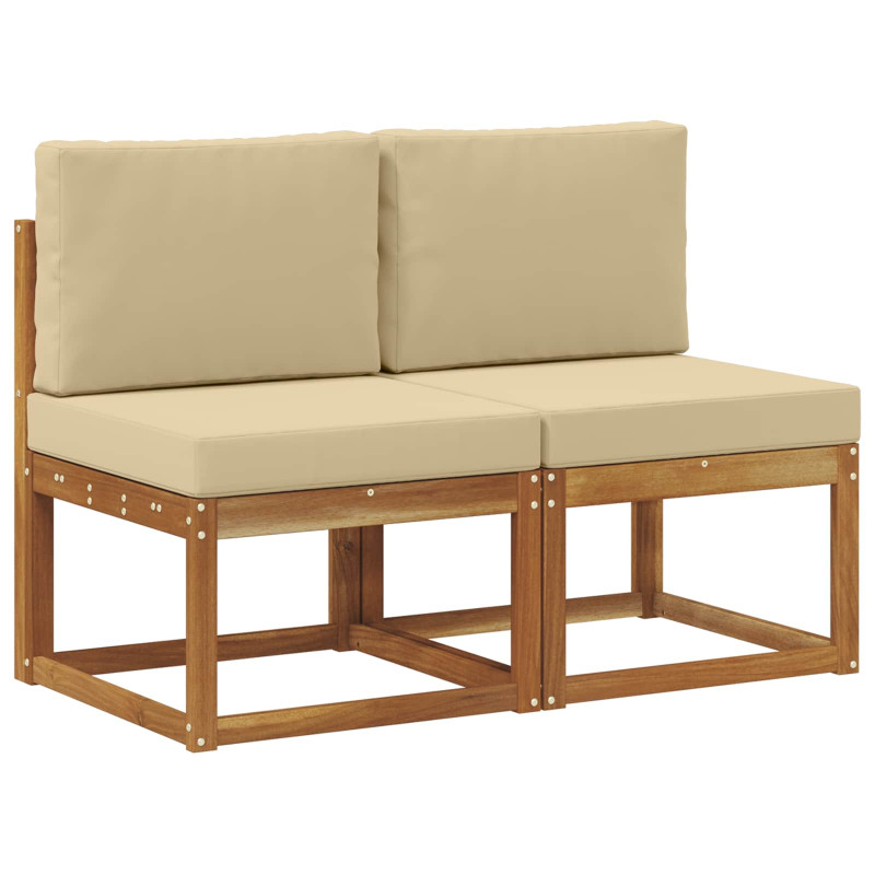 2 Sztuka Środkowa sofa ogrodowa Lite Drewno Akacji Naturalny