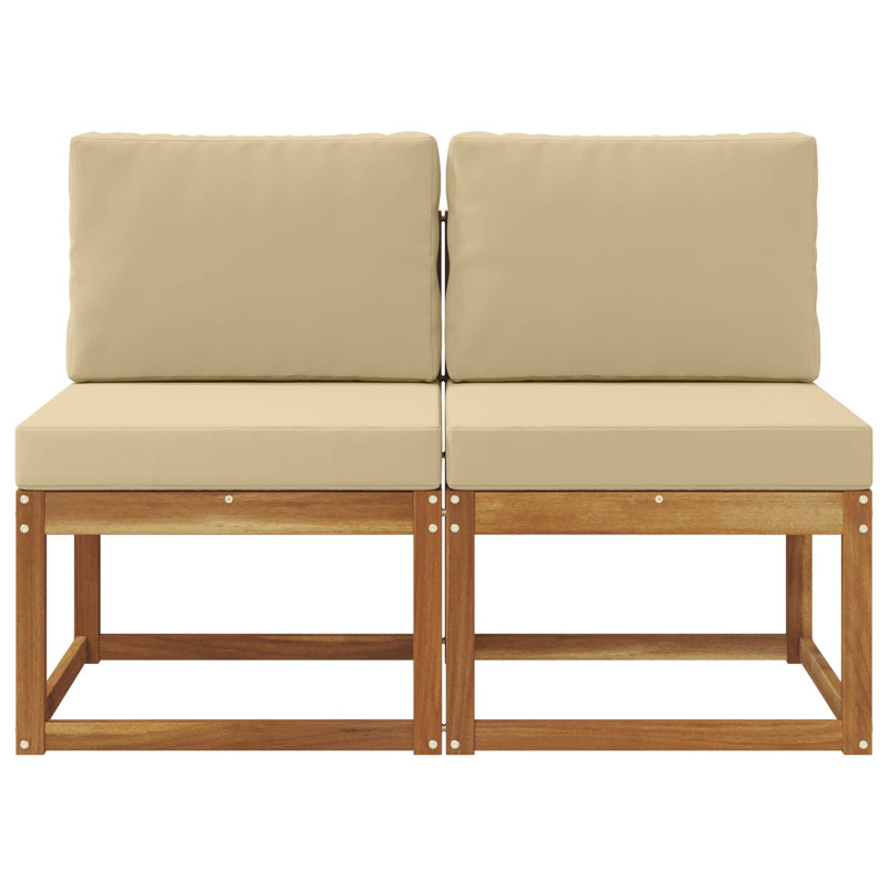 2 Sztuka Środkowa sofa ogrodowa Lite Drewno Akacji Naturalny