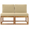 2 Sztuka Środkowa sofa ogrodowa Lite Drewno Akacji Naturalny