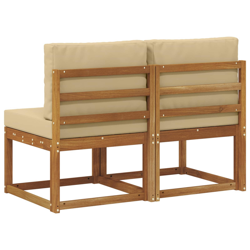 2 Sztuka Środkowa sofa ogrodowa Lite Drewno Akacji Naturalny