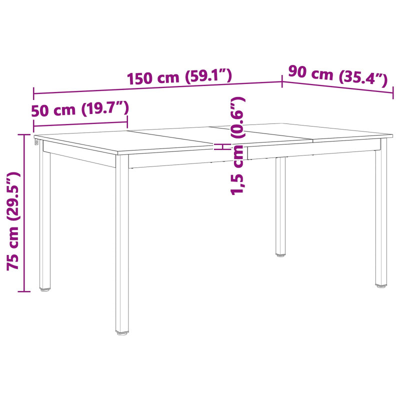 Stół jadalny Naturalny 150 x 90 x 75 cm Lite drewno sosnowe