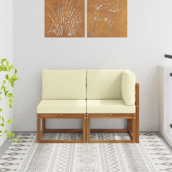 Modułowa sofa na zewnątrz 2 Sztuka Naturalny i Kremowy