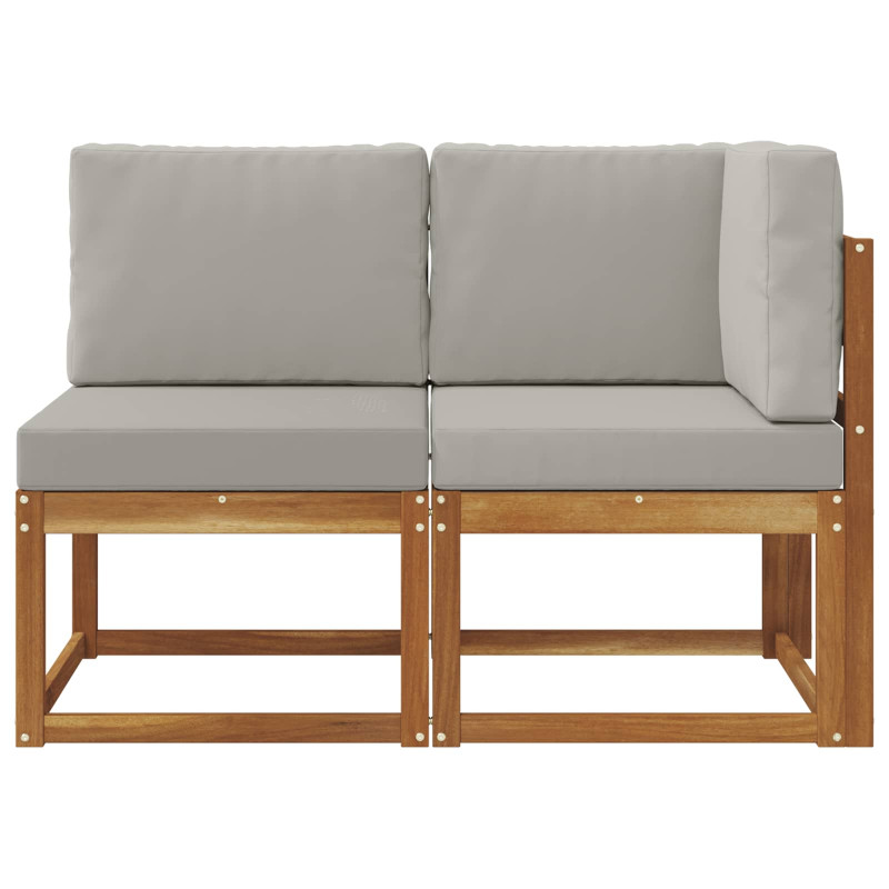 Modułowa sofa na zewnątrz 2 Sztuka Naturalny i Jasny Szary