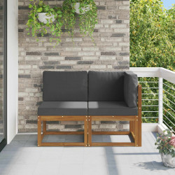 Modułowa sofa na zewnątrz 2 Sztuka Naturalny i Antracytowy