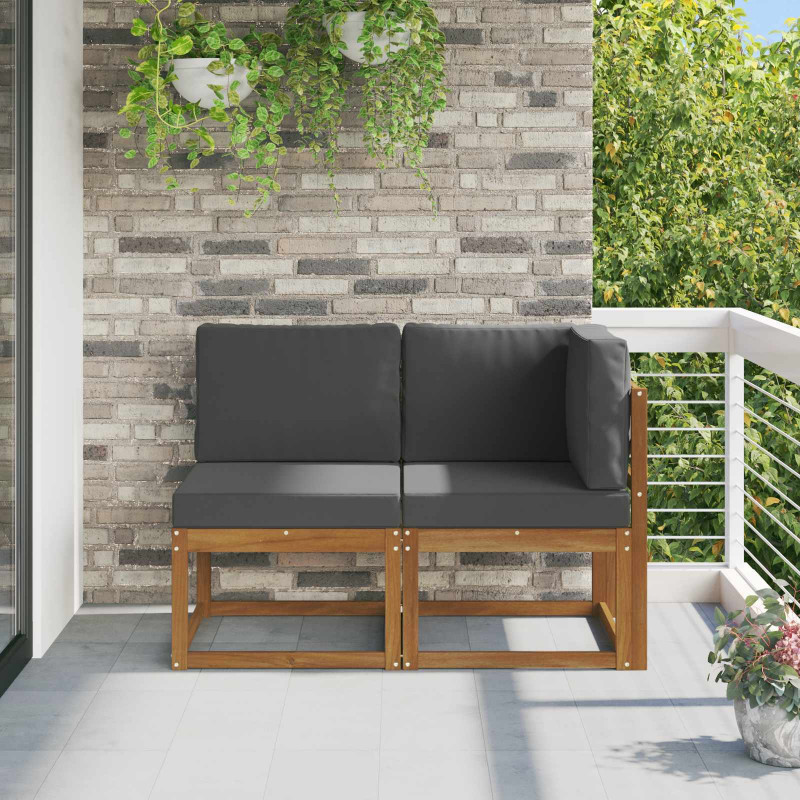 Modułowa sofa na zewnątrz 2 Sztuka Naturalny i Antracytowy