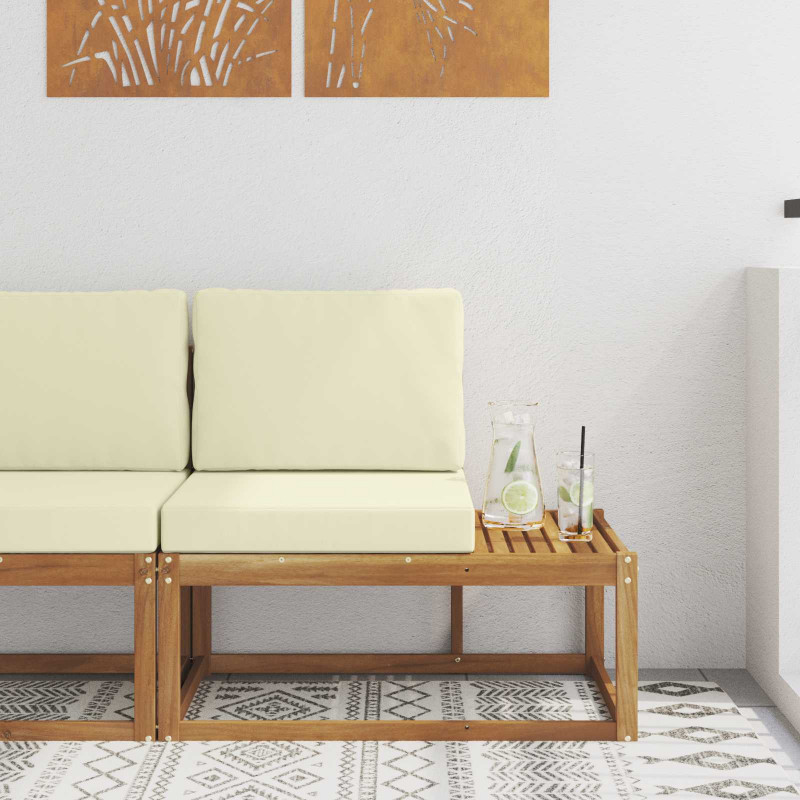 Sofa końcowa na zewnątrz z poduszką Naturalny 91 x 63 x 73 cm