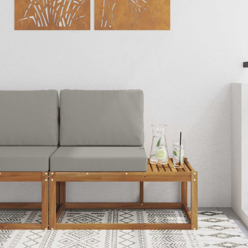 Sofa końcowa na zewnątrz z poduszką Naturalny 91 x 63 x 73 cm