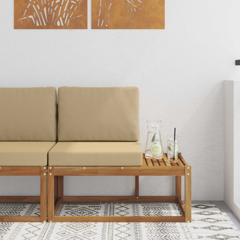Sofa końcowa na zewnątrz z poduszką Naturalny 91 x 63 x 73 cm