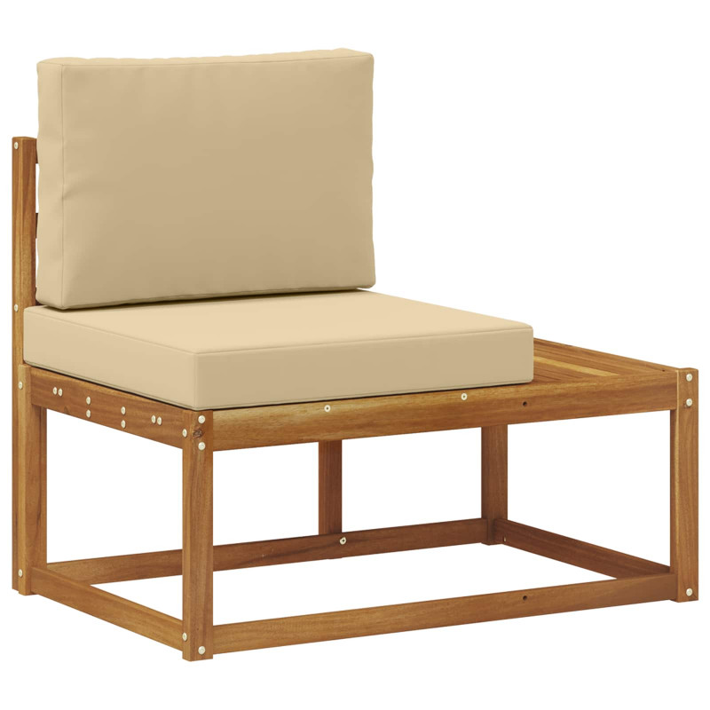 Sofa końcowa na zewnątrz z poduszką Naturalny 91 x 63 x 73 cm